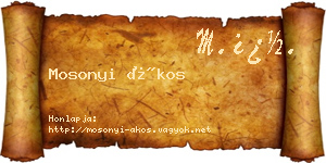 Mosonyi Ákos névjegykártya